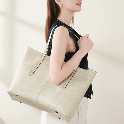Women’s Genuine Leather Large Tote Shoulder Bag – Daily Commuter Essential