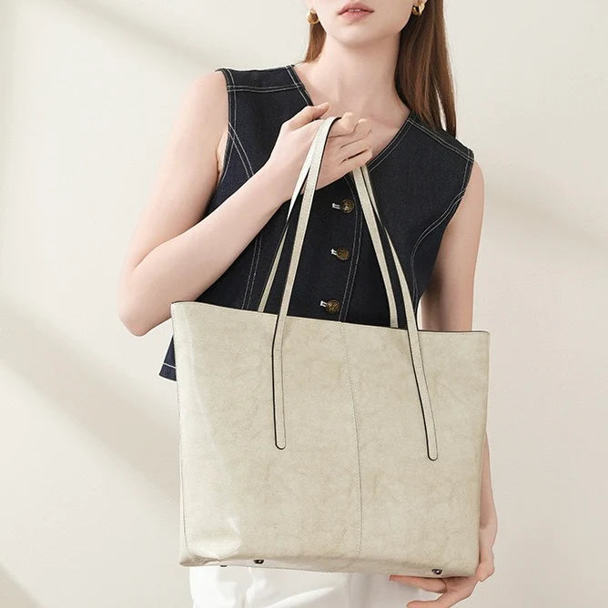 Women’s Genuine Leather Large Tote Shoulder Bag – Daily Commuter Essential